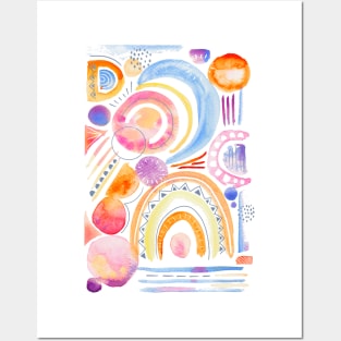 Sunny Sunday Abstract Watercolor Posters and Art